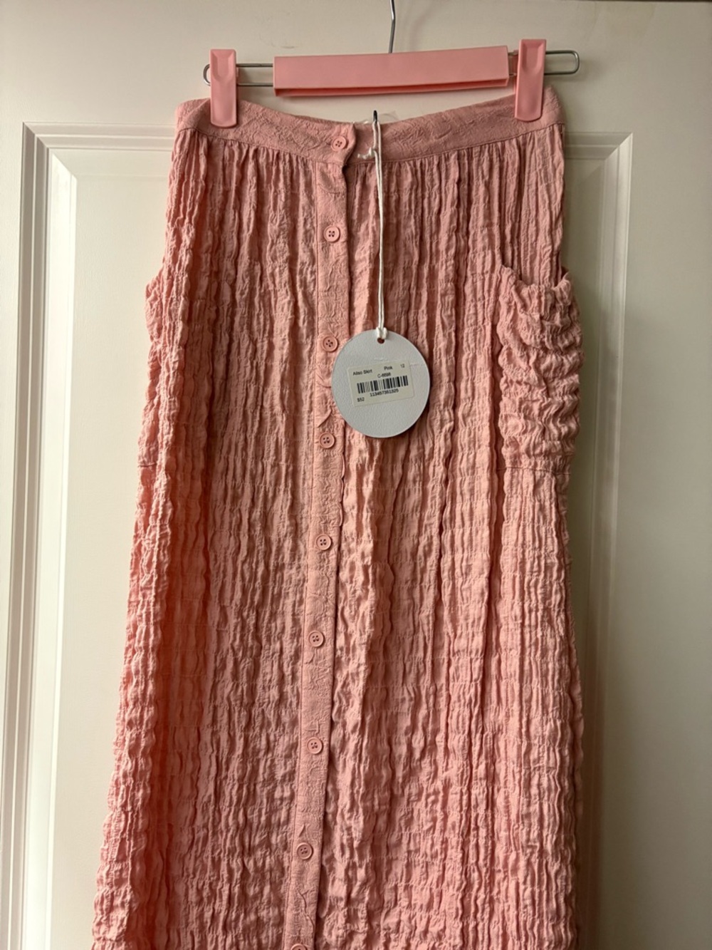 Junee Pink Crinkled Button-Front Girls maxi Skirt size 12